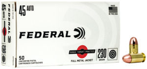 Federal RTP45230 Range & Target 45ACP 230gr Full Metal Jacket 50 Per Box/20 Case